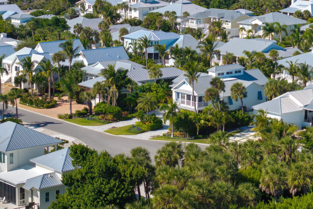 Florida aerial shot of homes representing Florida Homestead Law and Estate Planning.